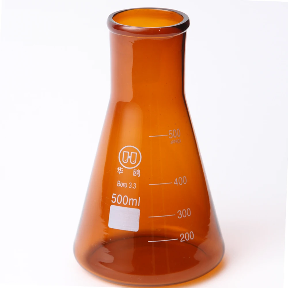 
HUAOU Conical Beaker with spout Amber Glass Boro 3.3 Glass, Glass Beaker 