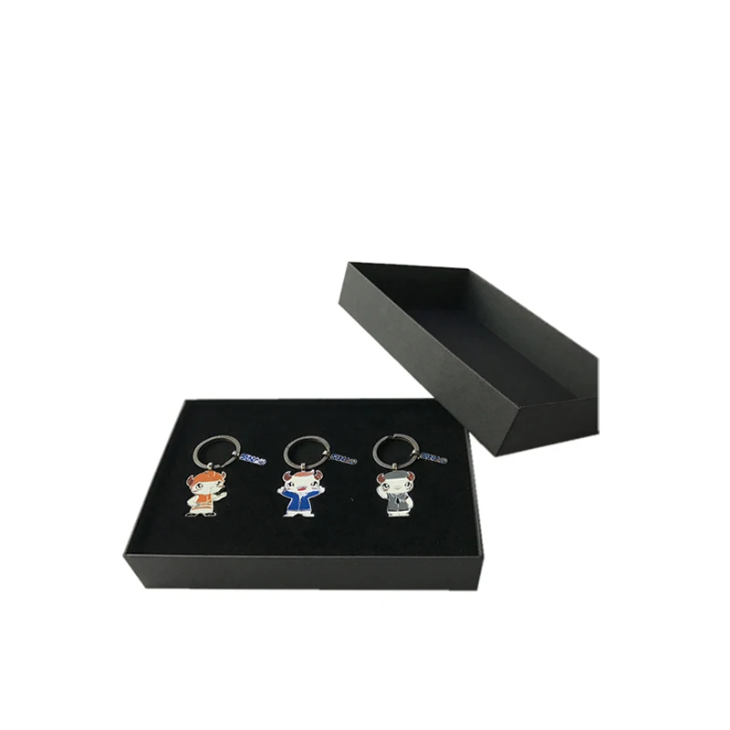 Wholesale flocking foam insert Cardboard Paper Pill Keychain Gift Box