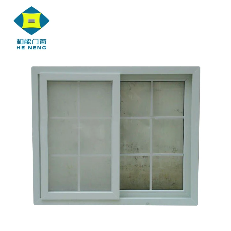 PVC Large Frosted Glass Bathroom Window Sliding European Double Panel Glazed Windows sliding windows with grill
