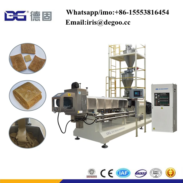 Extruding protein meat nuggets snack process plant/Soybean meal protein chunks food makes equipment/Extrusion soy protein food