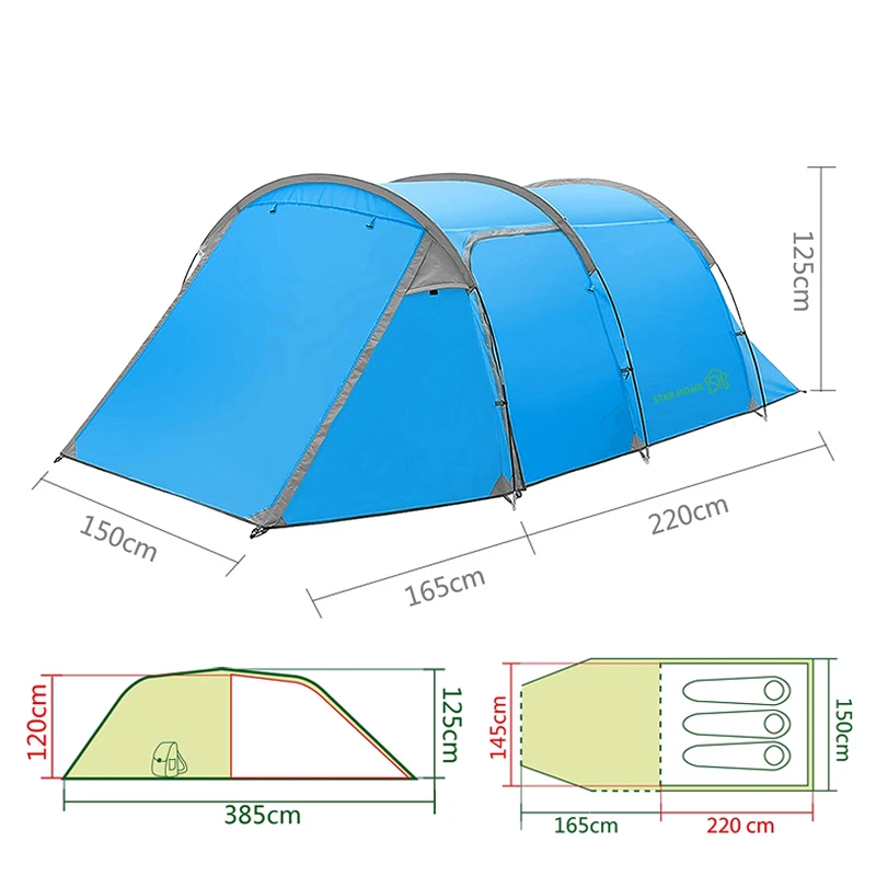 Glamping Large Outdoor Camping 3-4 People Sunshade Tent Waterproof Tourist Hiking Fishing Tent