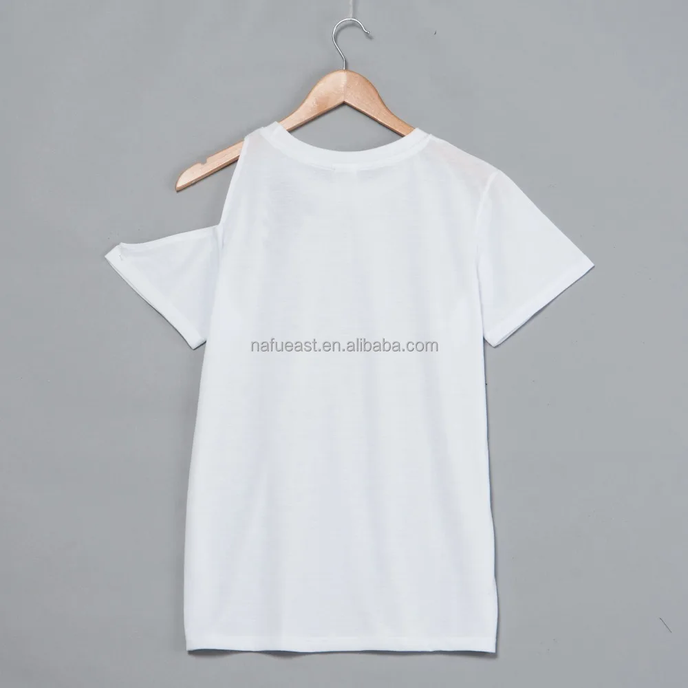 Fashion lady cut out shoulder short sleeve t-shirt