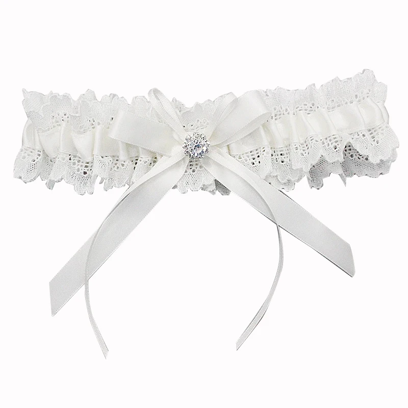 Недорогие свадебные кружевные подвязки для девочек M8663 с белой розой оптом