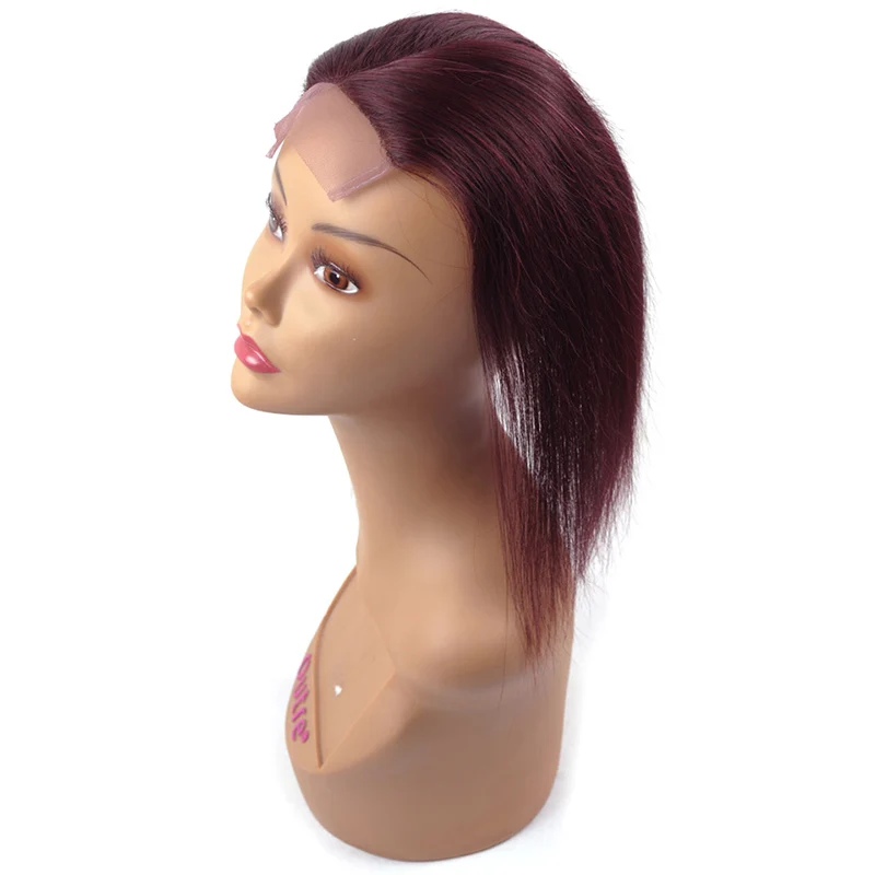 
100% Remy Human Hair Bundles With Closure Straight , #99J Dark Wine Red Brazilian Colored Hair Extension 