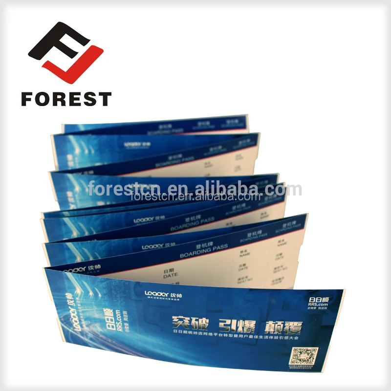 Cheap price flight ticket airline thermal paper boarding pass, air fright tickets