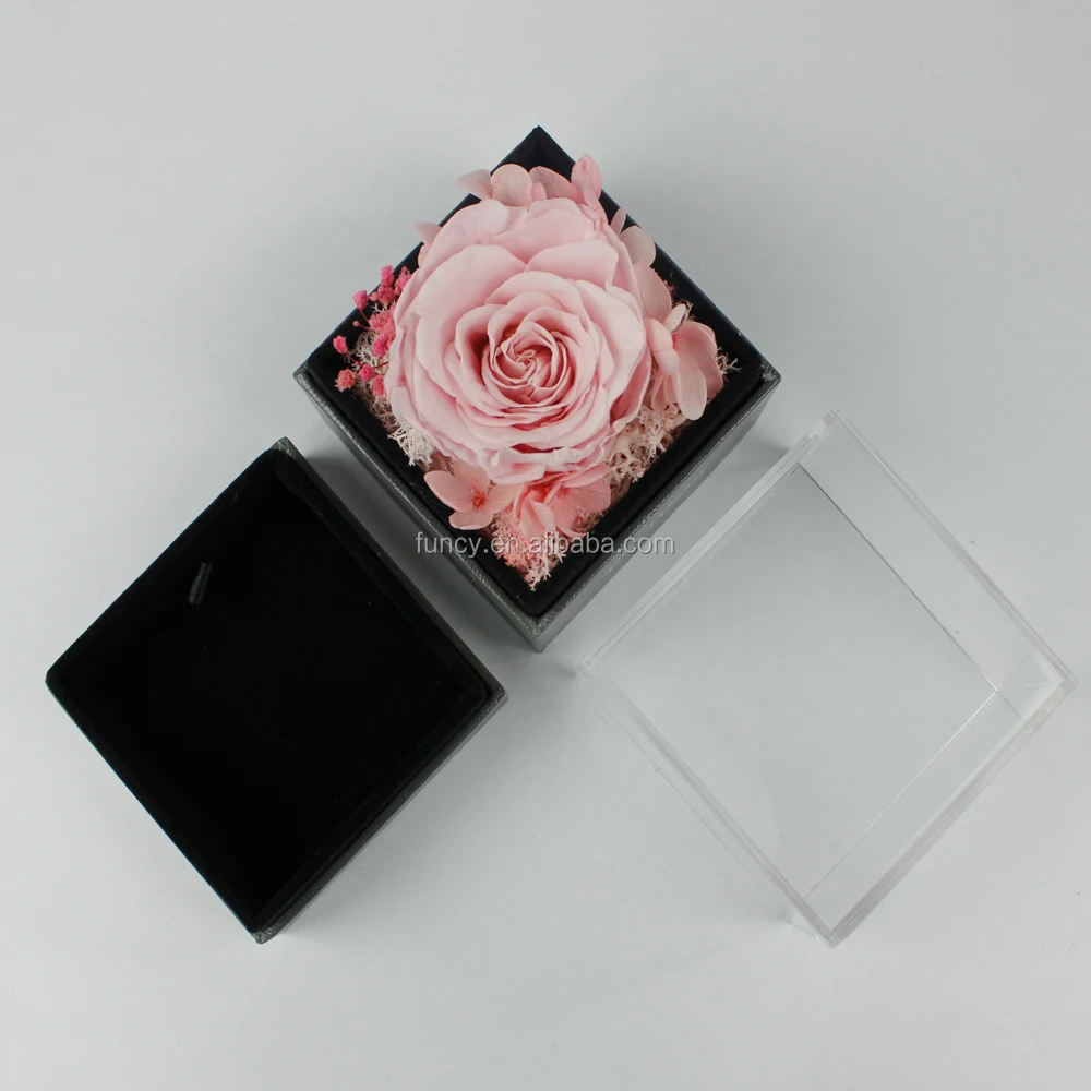 Square Jewelry Box Hydrangea Arrangement Preserved Rose in Box
