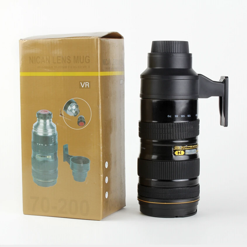 Personalised Nican 70-200 Camera Lens Shaped Drinking Thermos Mug
