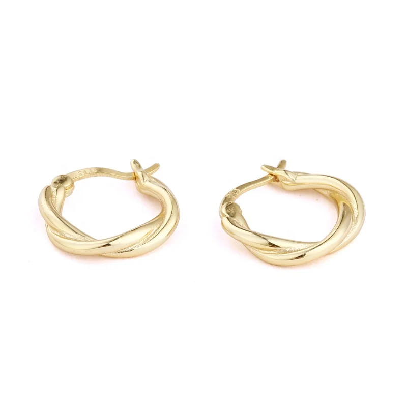 
E1179 Minimalist European Fashion Jewellery 18K Gold Twisted Circle Hoop Earrings Silver 925 Earrings Women 