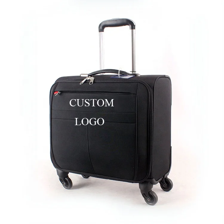 Gift order accepted custom low MOQ 16 inch Nylon fabric rolling lockable business laptop suitcase