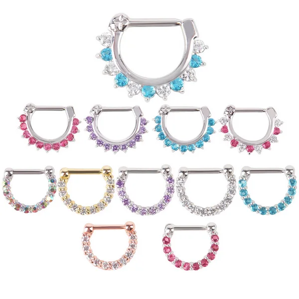 Новое поступление, красивое очаровательное индийское кольцо для носа с кристаллами, бриллиантовая перегородка, пирсинг для тела, ювелирные изделия