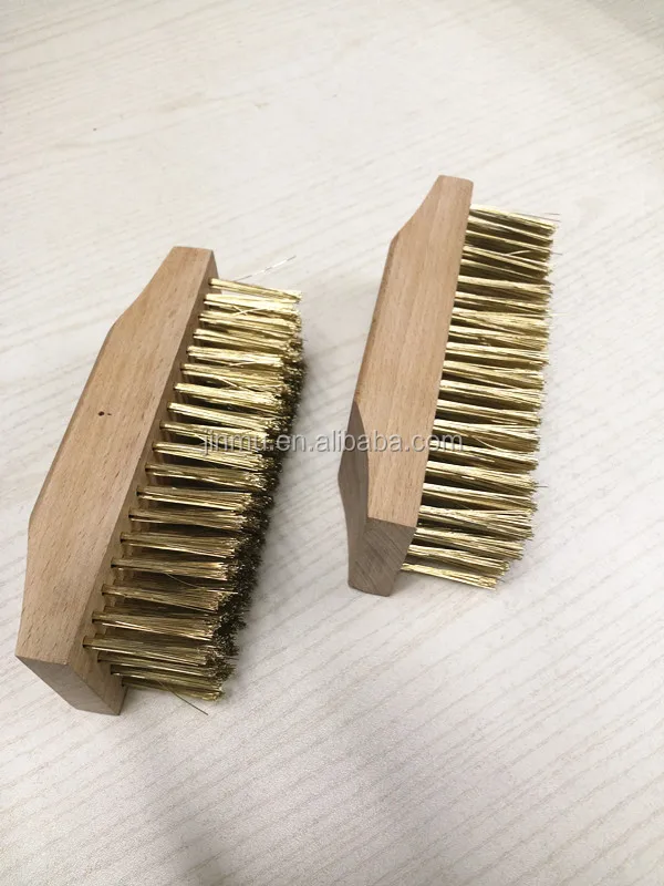 Brass wire brush with hardwood block of machine tools