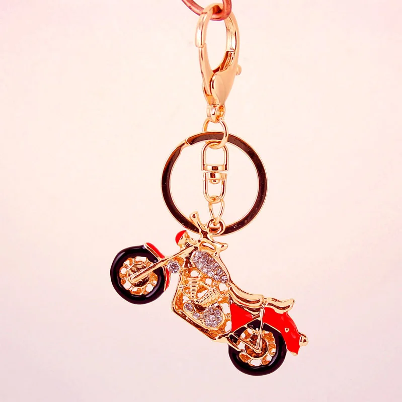 Individuality Chic Motorcycle Keyrings Keychains Enamel Crystal Key Chains Holder Rings For Car Best Gift