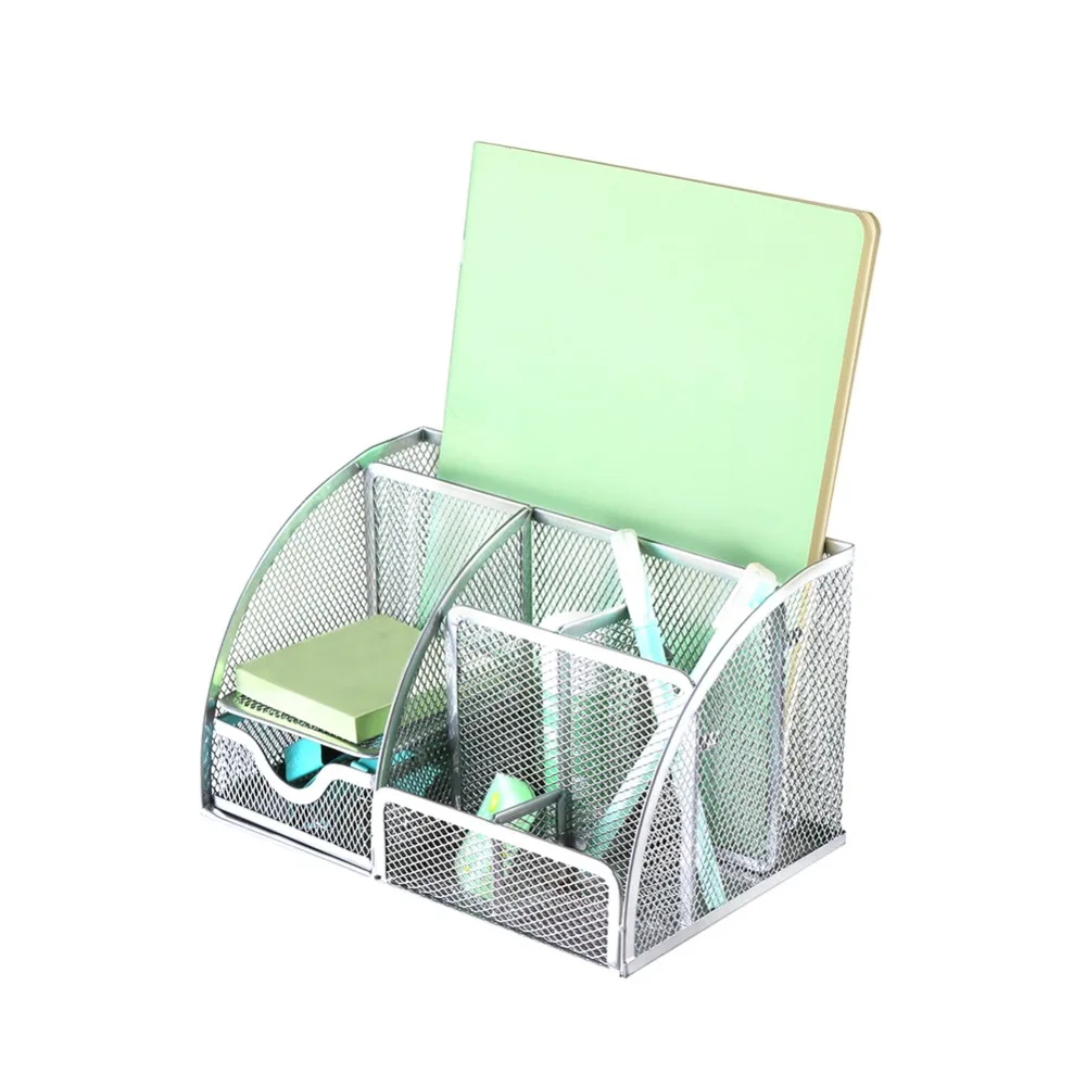 
China Wholesales Office Stationery Multifunction Metal Mesh Desk Organizer 