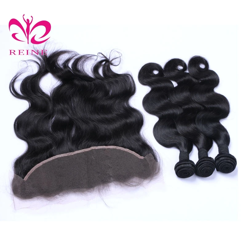 REINE 100% Human Hair Cheap Unprocessed Virgin Brazilian Body Wave and  Lace Frontals With Baby Hair