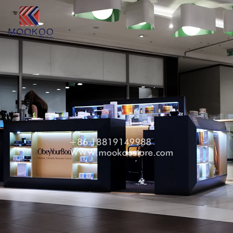 Custom High End Acrylic Glass Cosmetic Display Cabinet Make Up Kiosk For Sale