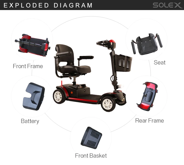 Elderly Care Products Foldable Four Wheel Handicapped Electric Scooter for Old People
