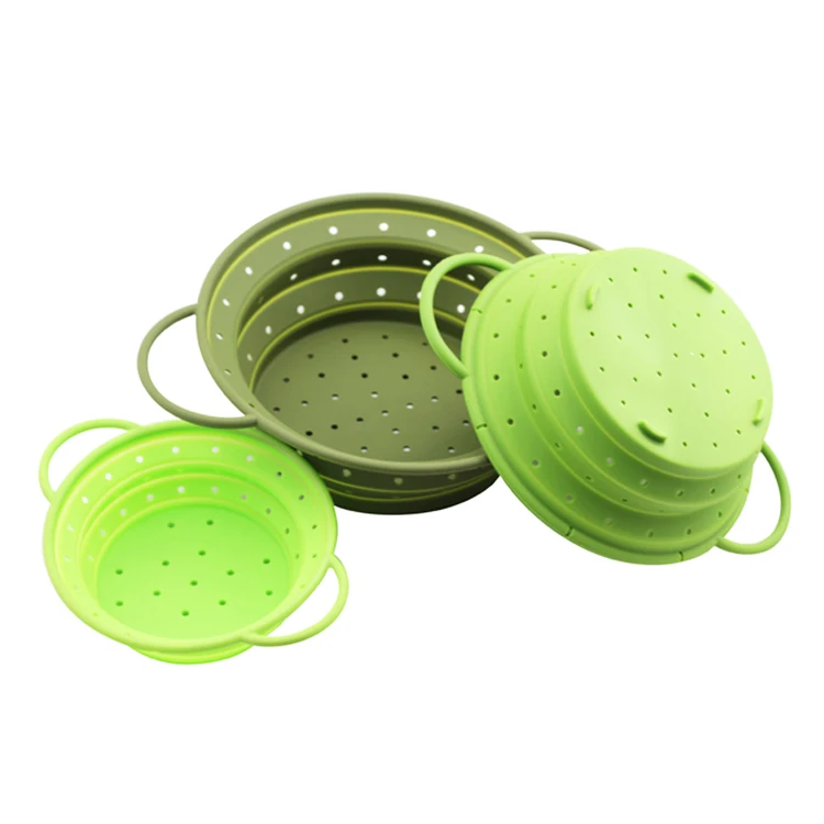 Heat Resistant Foldable Silicone Colander Folding Silicone Strainer Eco-friendly High Quality Houseware Collapsible