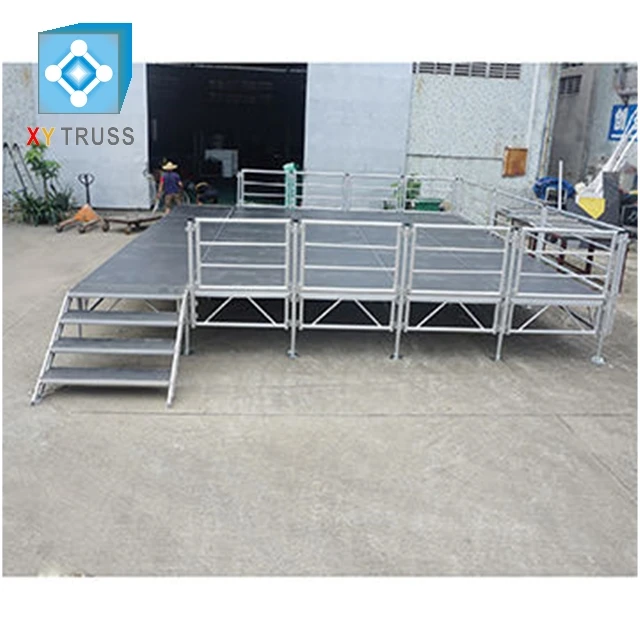outdoor portable stage with handrail and ramp stairs for sale