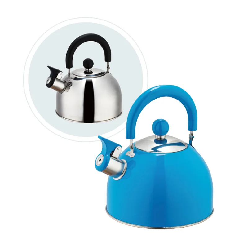 Stainless Steel Whistling Kettle Simple For Household Kitchen Appliances Hemispherical 2.5L Whistle 2L Blue Tea Maker Pot