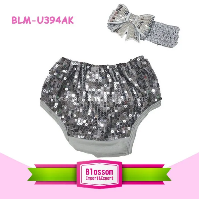 
Wholesale in stock children multicolor blank bloomers shiny printed spandex fabric fancy sparkle baby girl sequin petti bloomers 