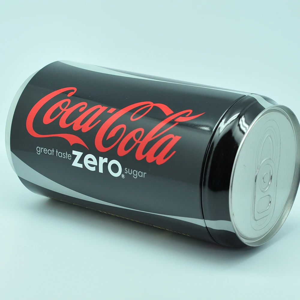 Funny ring pull tin cola can shape round small black tin can Christmas packaging