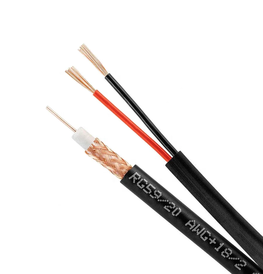 Coaxial Cable RG59 and 2 Cores  Power cable Siamese Cable for CCTV Security Camera