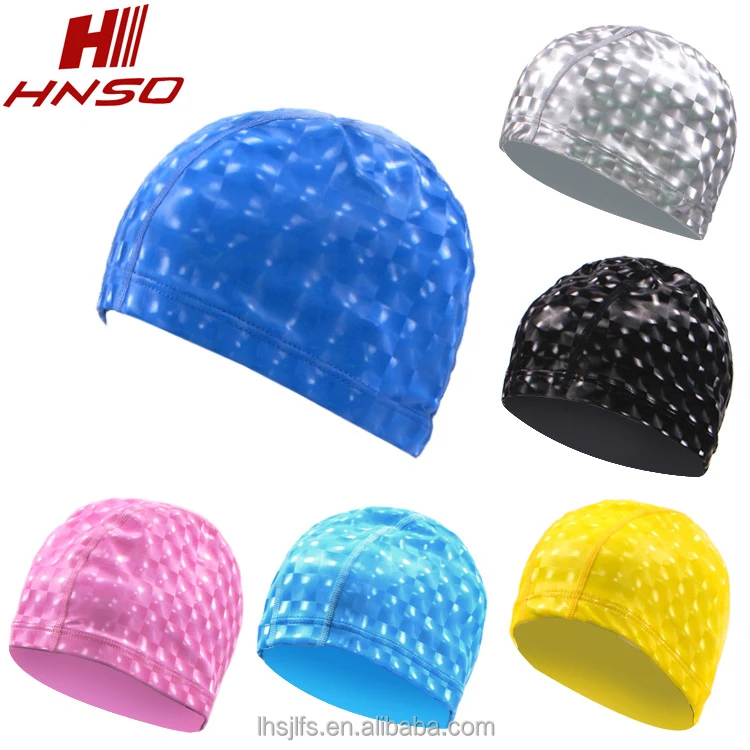 
High stretch waterproof custom logo ear-protection dreadlocks PU fabric swim caps 