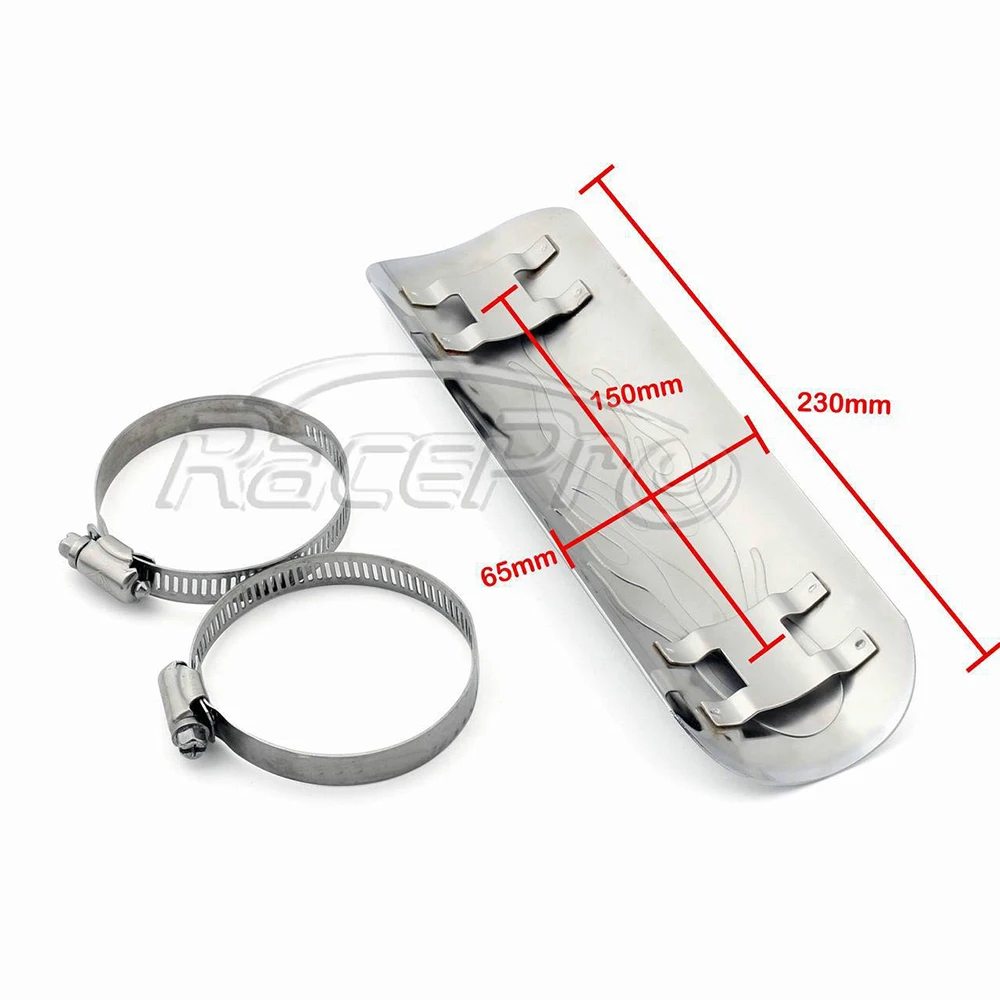 RACEPRO Flame Motorcycle Heel Guard Exhaust Muffler Pipe Heat Shield Cover for Harley Suzuki Yamaha Honda