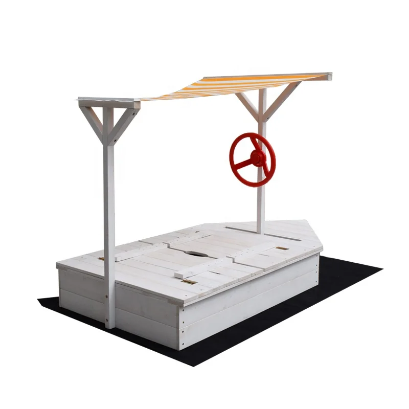 wooden outdoor sandbox for children