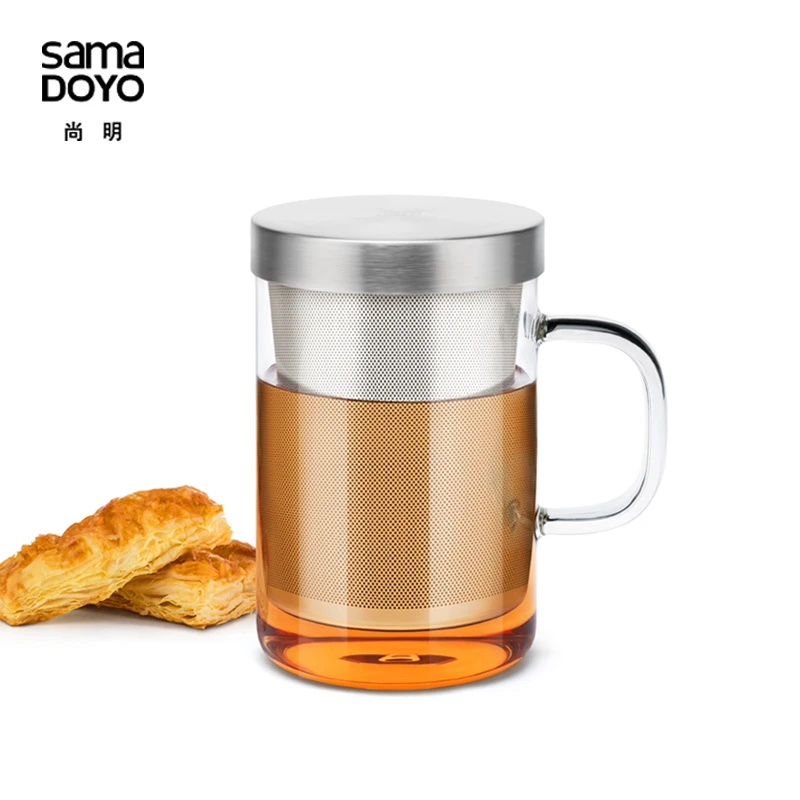 Стеклянные чашки Samadoyo 500 мл/стеклянная чашка для чая с фильтром из нержавеющей стали