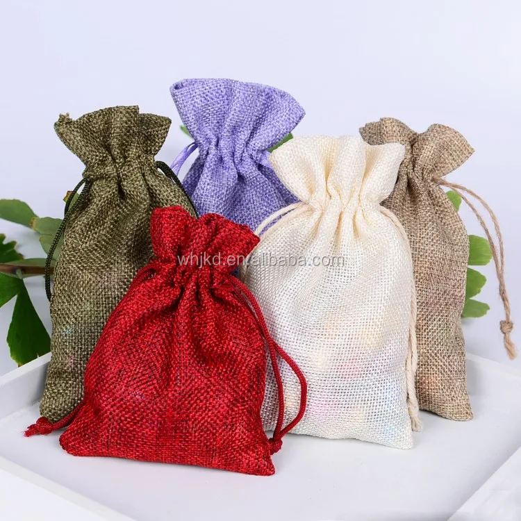 Wholesale Colored Jute Pouch Small Gift Jewelry Bag