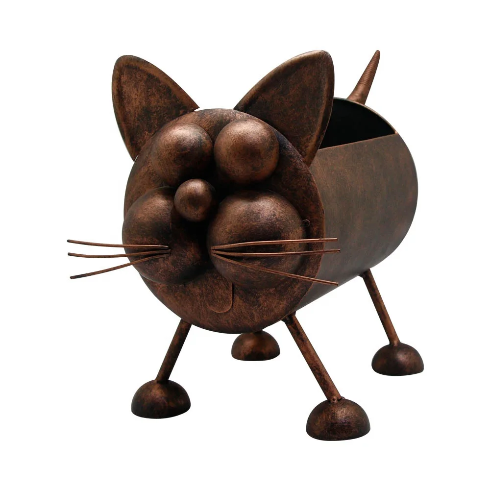 Handmade Metal Cartoon Animal Dog Shape Flower Pot for Decorative Home Ornament