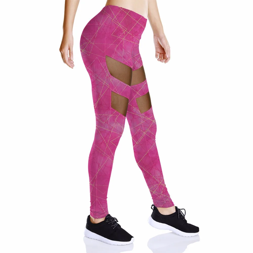 new products wholesale fitness clothing gym wear mesh yoga pants womens pink