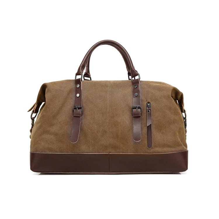 Wholesale custom Men Waxed canvas Waterproof Weekender travel duffel bag long haul large capacity Luggage Canvas Travel Bag