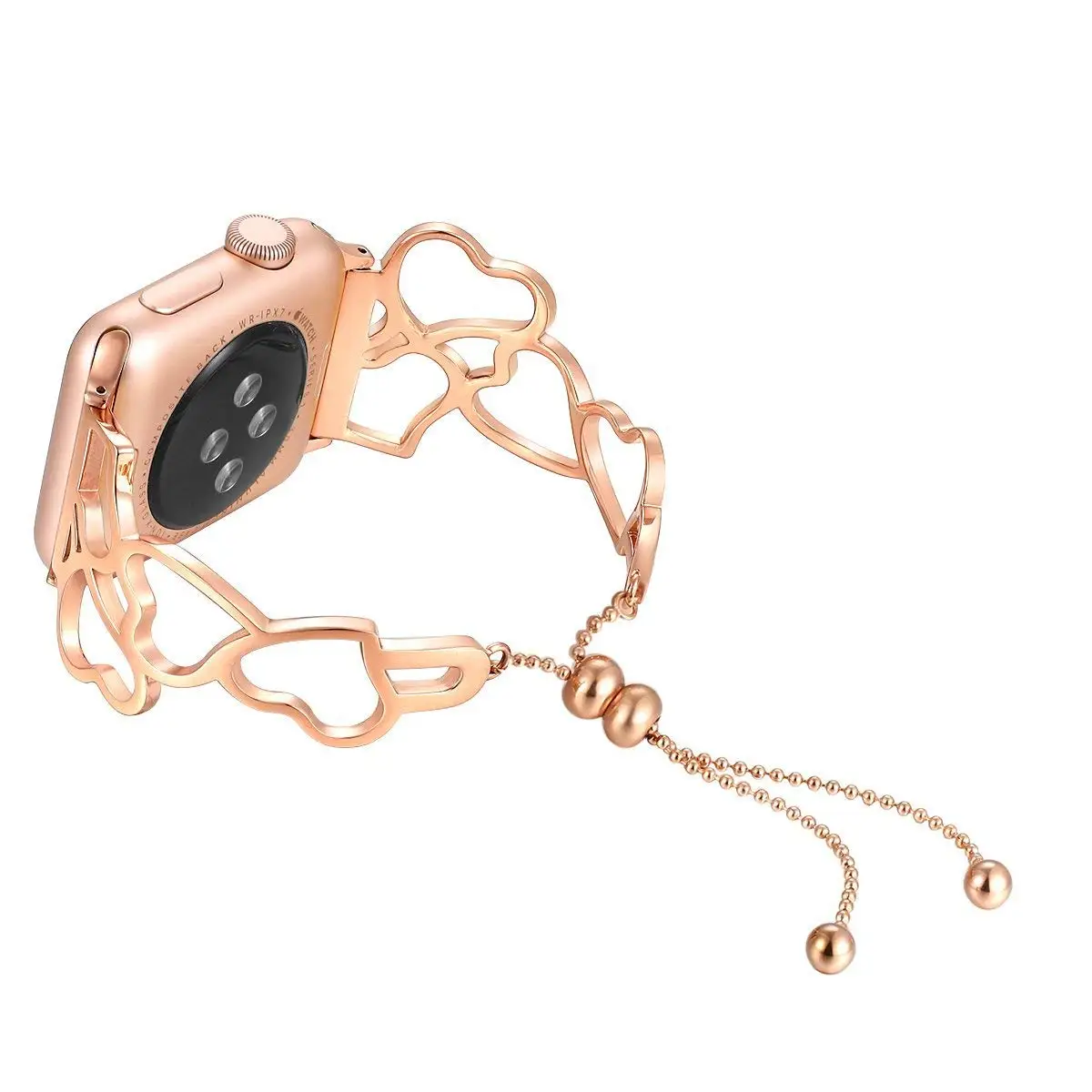 hot design heart jewelry bracelet stainless steel watch band for iwach,women girls bangle strap for apple watch series5