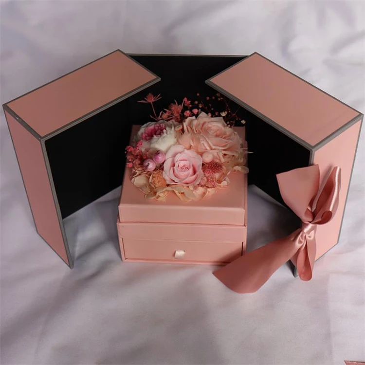 Best Gift Everlasting Real Preserved  Roses Flower With Jewelry Drawer Gift Box