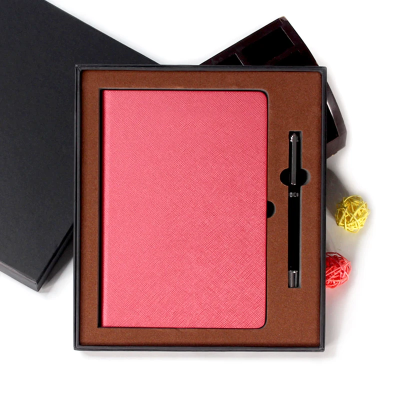Hight quality eco friendly cheap custom waterproof thick PU notebook wholesale gift set with gift pen