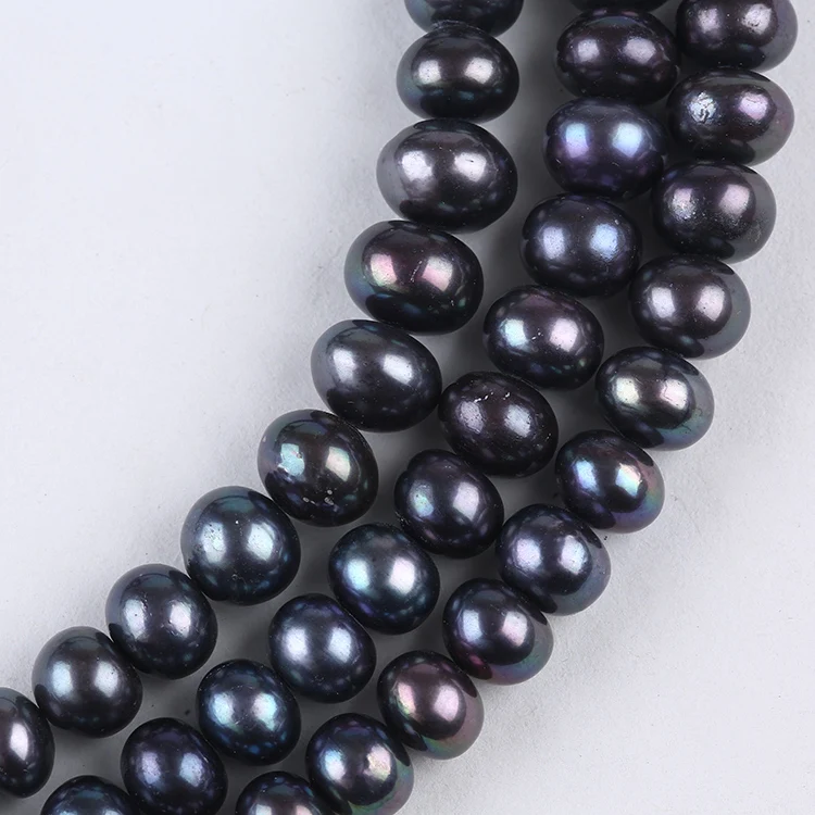 wholesaler 12-13mm black peacock green  button pearl for jewelry making