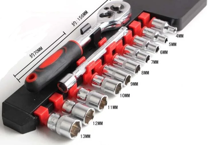 Wholesale 1/4-Inch Drive Quick Release Ratchet and Cr-V Metric Wrench Sockets Set