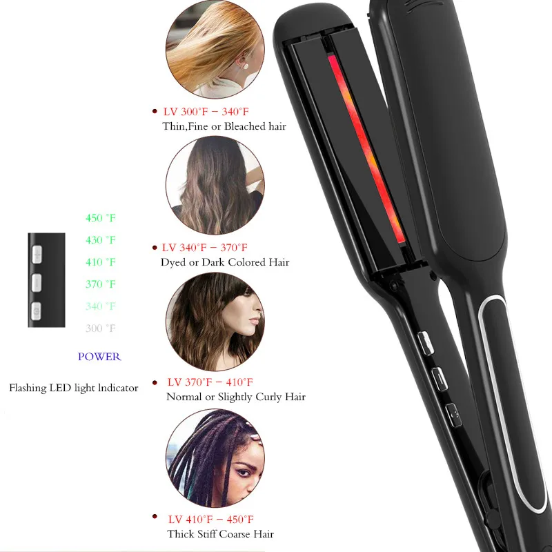 Innovative Wide custom flat iron infrared hair straightener