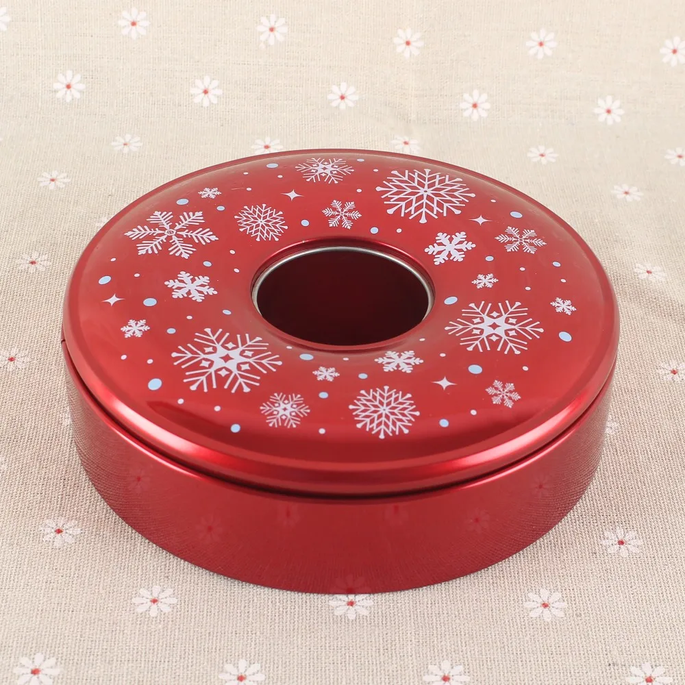 Wholesale ring shaped donut chocolate packing tin box for christmas gift and candy tin pack