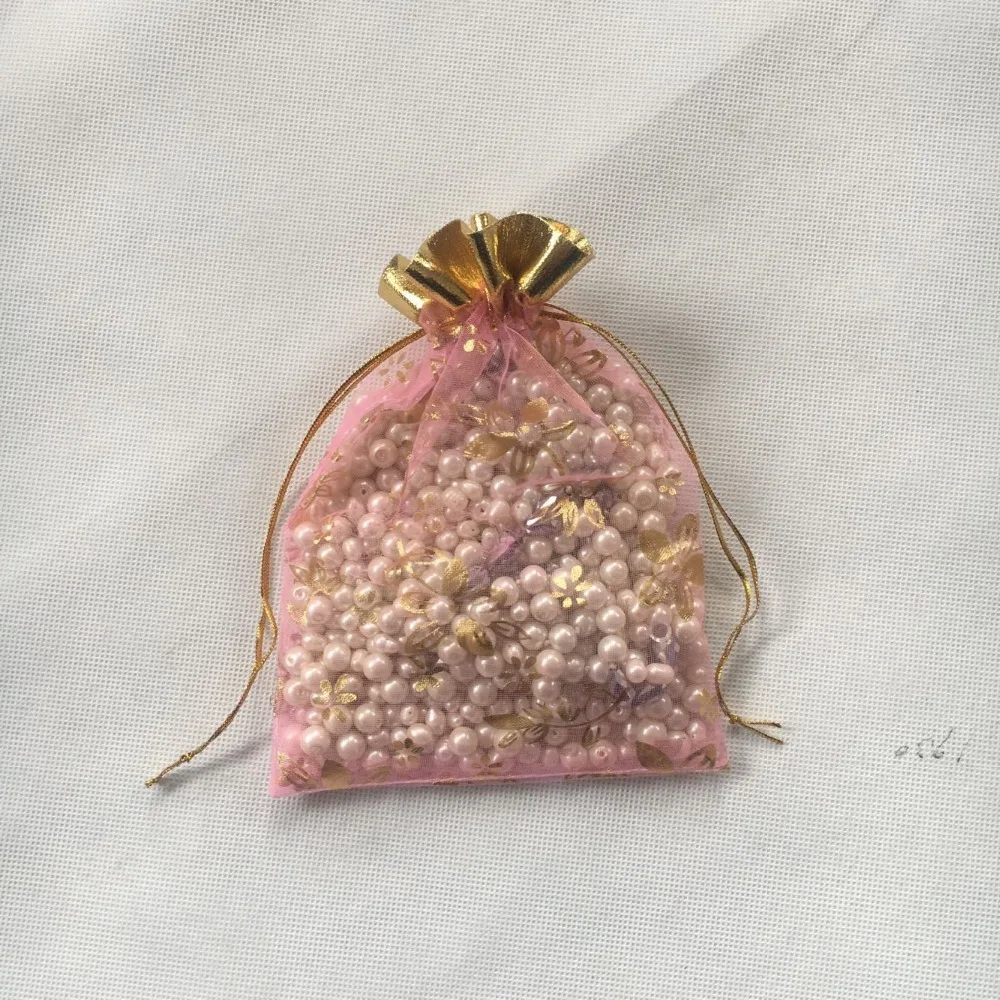 Wholesale custom bronzing printed gauze bag organza jewelry bag