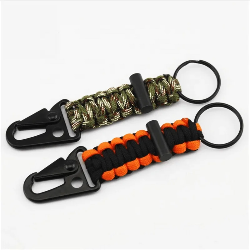 Handmade paracord survival  keychain with flint  for outdoor adventure camping