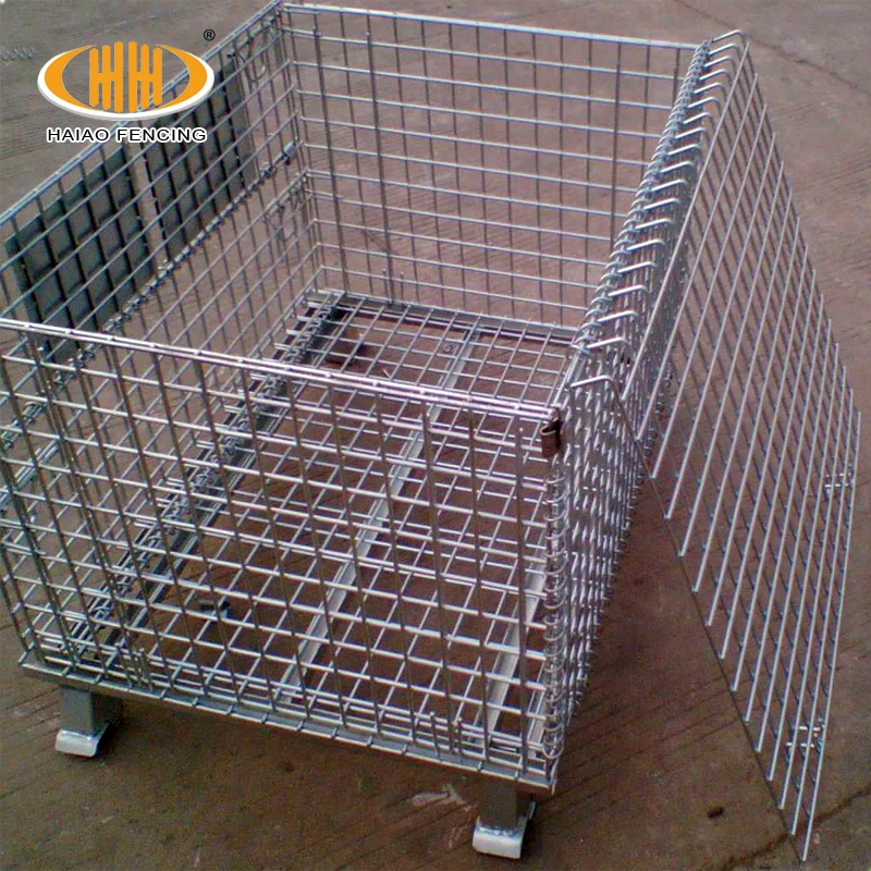 Warehouse folding heavy capacity collapsible stainless steel storage wire mesh pallet container collapsible container storage