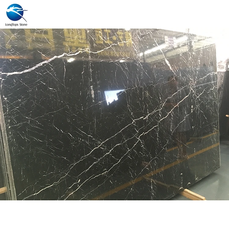 Polished Natural zimbabwe black marble floor tile , Nero marquina black marble price in india