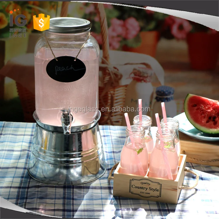 Giant Mason Jar Beverage Dispenser, 1 Gallon Glass Beverage Dispenser