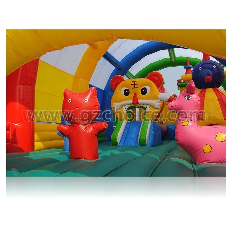 Giant Inflatable Obstacle Course with Large Climbing Wall Slide Super Combo Bounce House