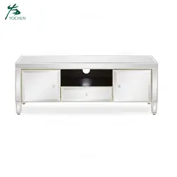 Living room 2 door silver glass mirrored furniture modern tv stand furniture