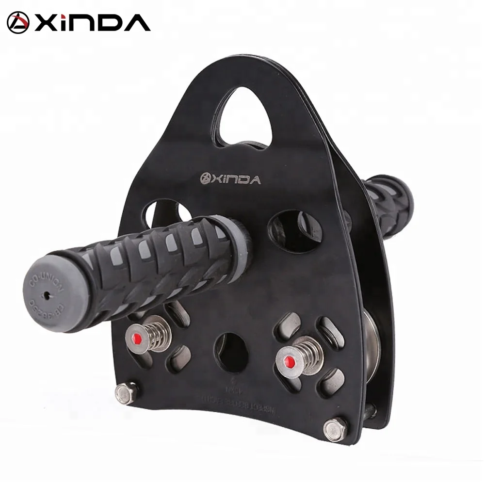 XINDA 45kN climbing  pulley with handle for  tyrolean traverse crossing