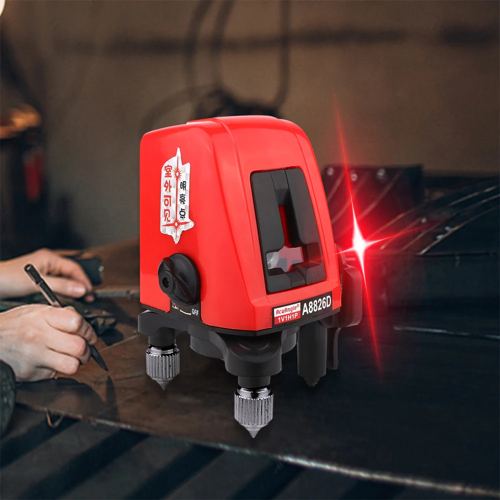 Самонивелирующийся лазерный уровень A8826D, перекрестный красный лазер с сумкой, 360 градусов, 1V1H, 2 линии, 1 точка, горизонтальный и вертикальный уровень